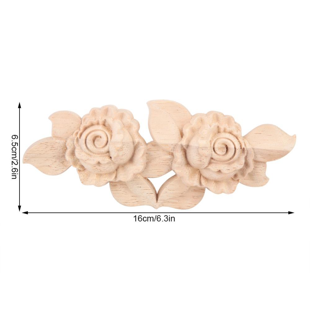 Solid Wood Corner Applique Floral Carved Door Applique Decoration Carved Applique Furniture
