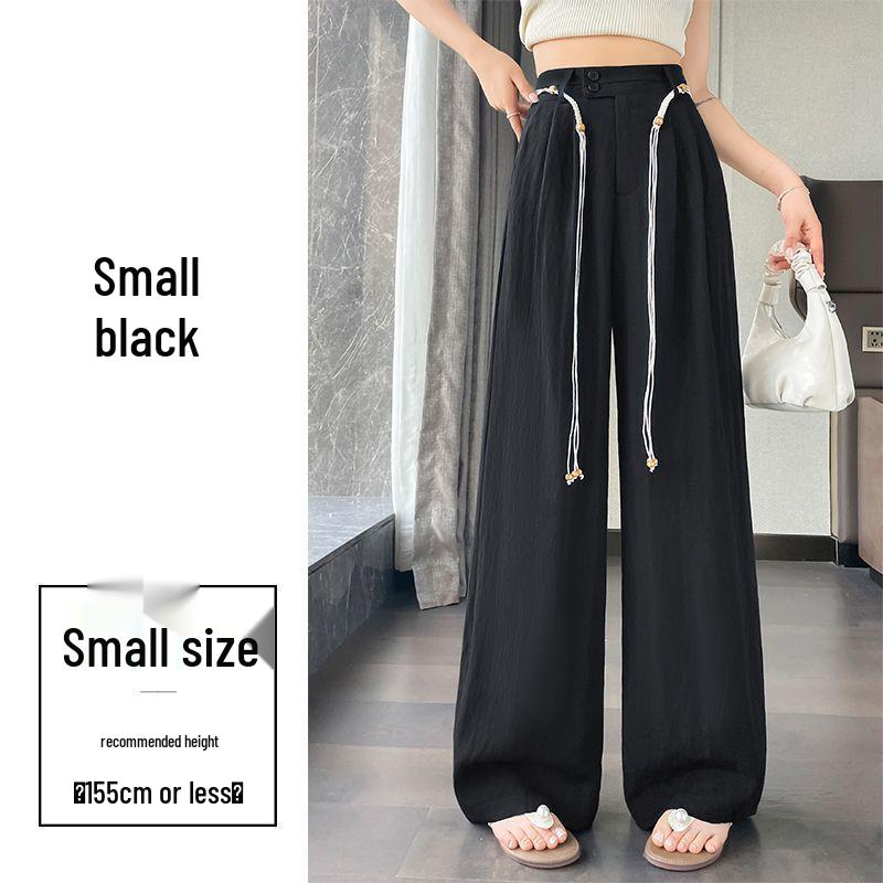 Women s Tencel Linen Wide-Leg High-Waisted Pants - Summer 2026, Lace-Up, Slimming, Sun Protection, Casual Yamamoto Style. S