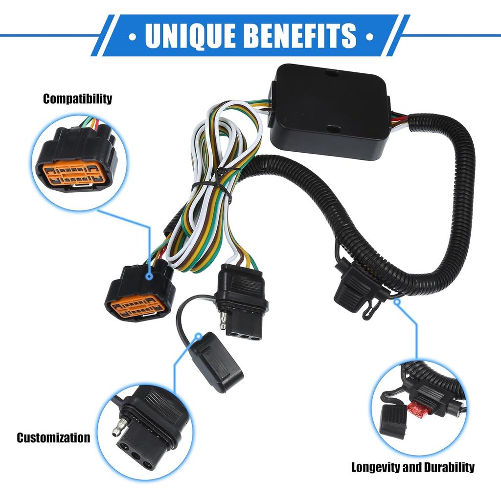 Trailer Towing Wiring Harness Compatible Kit for Hyundai Palisade 2020-2022, Durable Plastic Metal Black