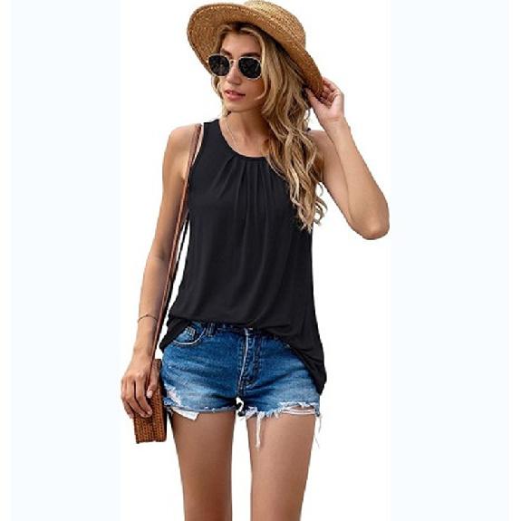2026 Summer Women s Solid Color Vest Single-Button Top Casual T-Shirt S чёрный