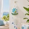 Sailboats Wind Chimes with Rope Net Detailing, Dolphins Pendants and Starfishes Features for Indoor Hanging Display