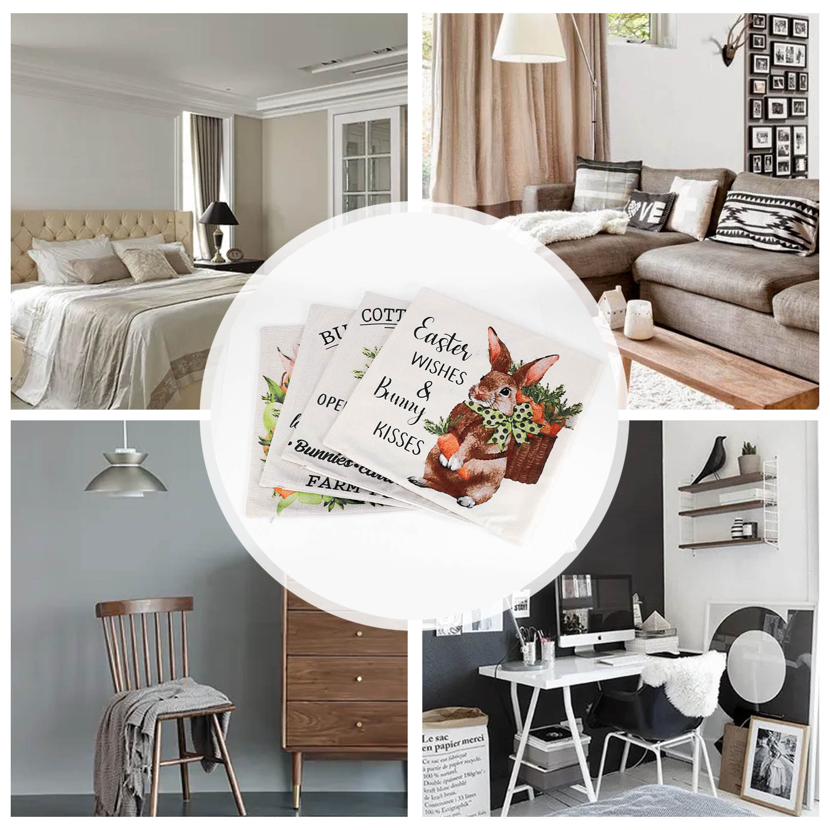 

Easter Throw Pillow Covers 18X18 Set Of 4 Easter Decorations Farmhouse Spring Pillow Covers Home Decor For Couch