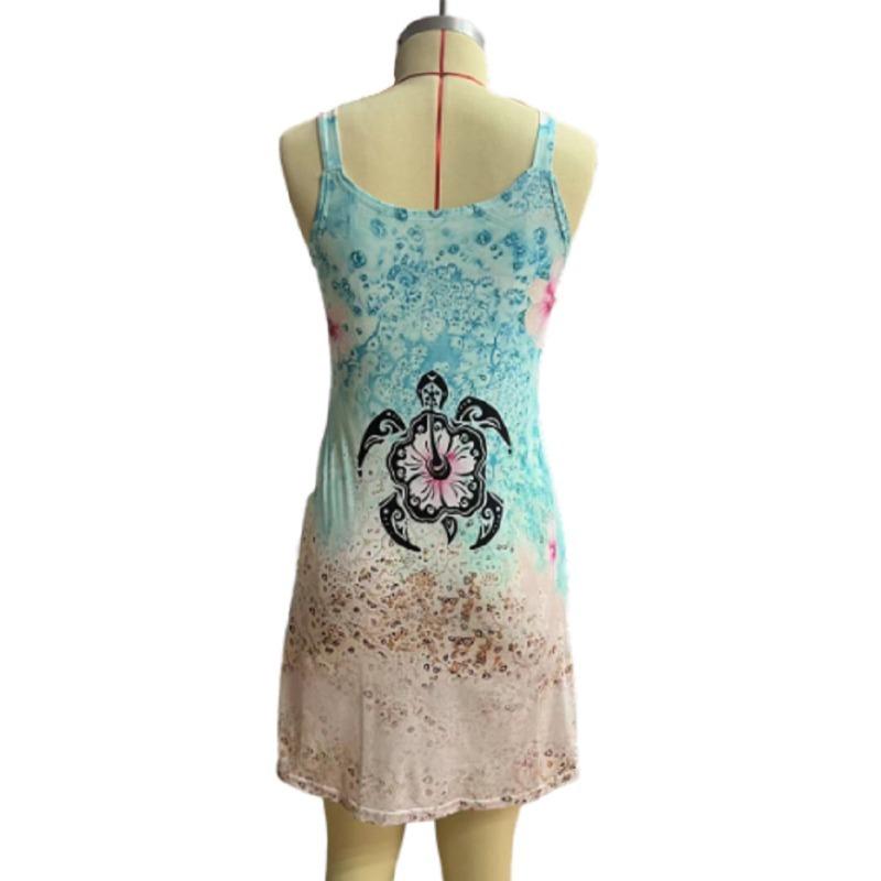 GMXIA Women's Dresses Printed Sleeveless Halter Plus Size Loose Dresses