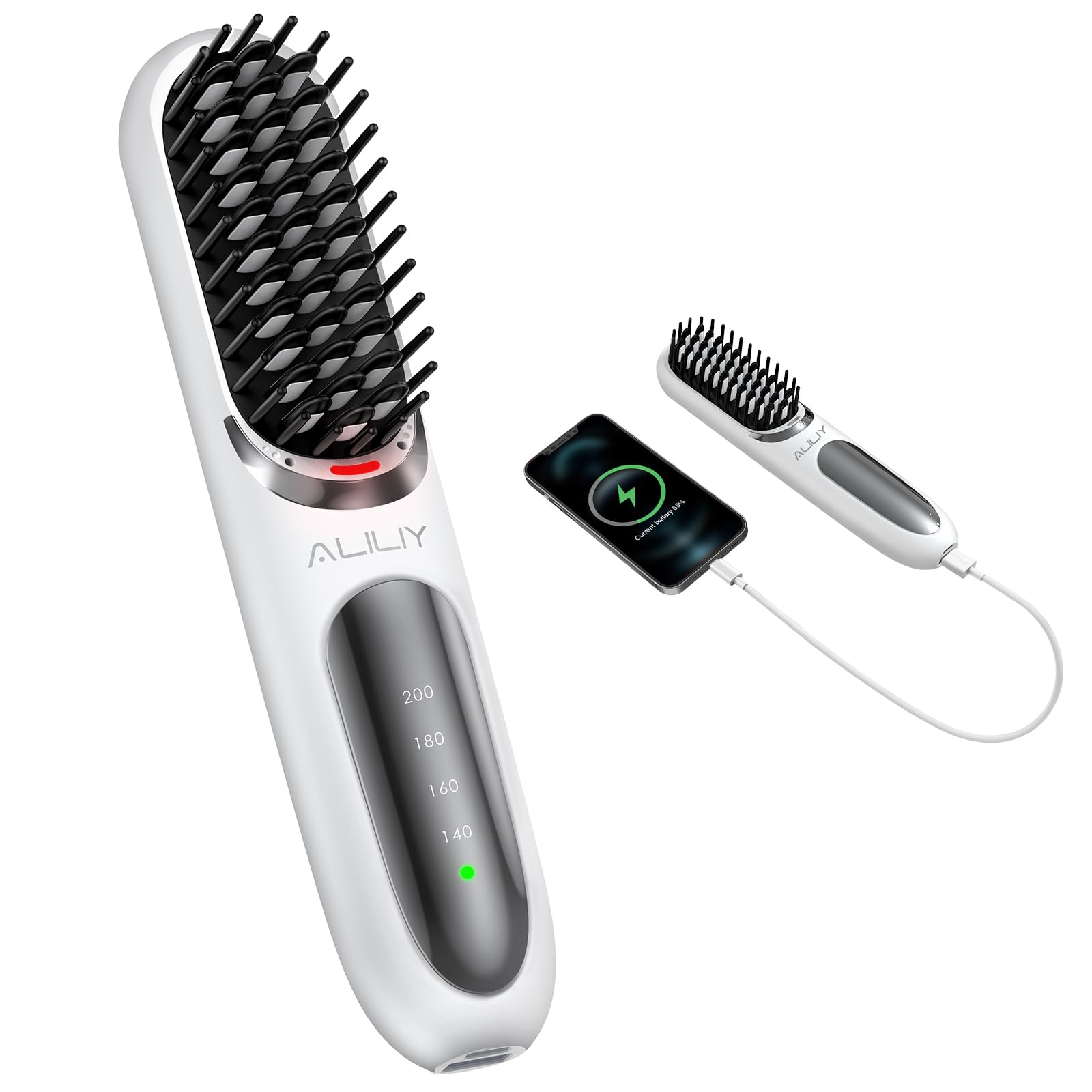 

ALILIY Cordless Ironing Straightening Heated Hair 5200mAh USB Suitable for All Hair Burn for for Smooth and Shiny Hair Brush, Brush, Iron, Battery, белый