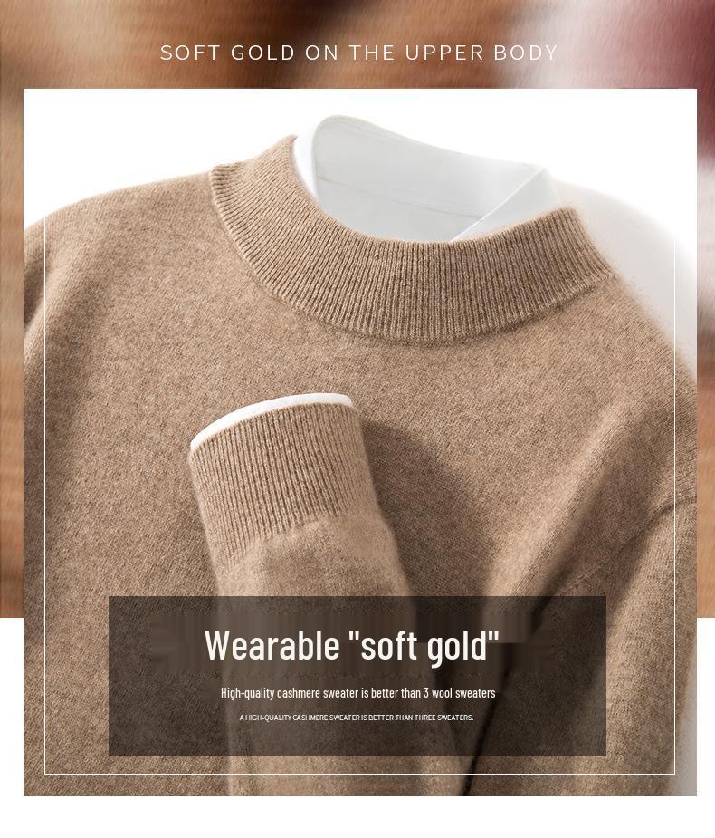 Men's Cashmere Half-High Neck Business Casual Sweater - Long Sleeve Autumn/Winter Knitwear