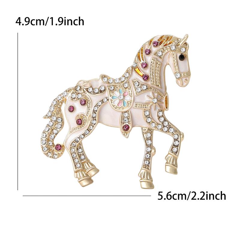 Vintage Enamel Inlaid Rhinestone Horse Brooches Versatile Animal Lapel Pins Clothing Corsage Jewelry Accessories New Year Gifts A2
