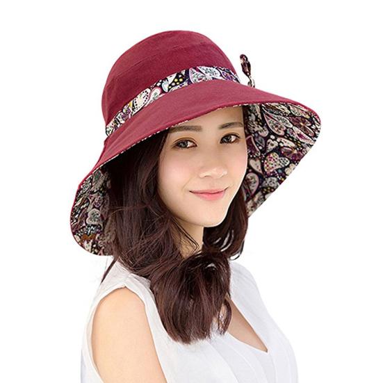 Hat Foldable Breathable Cotton Reversible Foldable Cap for Summer