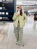 Short student jacket winter new rhombus plaid down  jacket women's loose baseball collar small  jacket