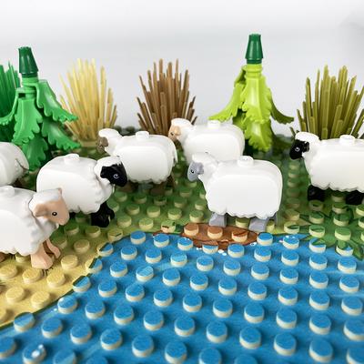 Building Blocks Animals Goat Sheep Wolf Accessories Kids Toys Gift Natural Mammal Poultry Cattle Fowl Chick Farm  3pcs