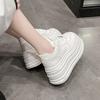 Fashion High Platform Shoes Women Spring Autumn Chunky Sneakers Designer Thick Sole Leather Sports Shoes Breathable Sneakers Woman