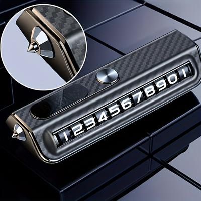 Premium Carbon Fiber Temporary Parking Card with Roller Display & Emergency Safety Tool - Privacy Protection Design