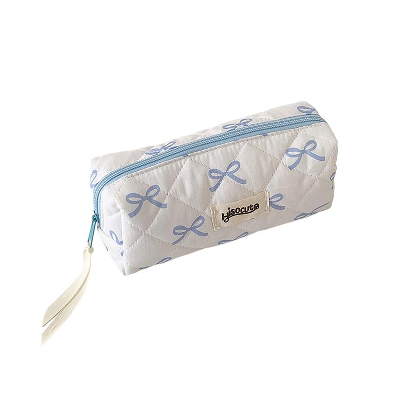 

Sweet Girl Pencil Pouch Bow Ribbon Decoration Fabric Pencil Pouch School Stationery Organizer Kawaii Pencil Bag синій