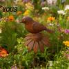 Handmade Iron Garden Sculpture Rusty Decorative Stakes, Metal Flowers Birds Decoration, Daisy Vintage Art Bird Stake, Plant Container Decorations