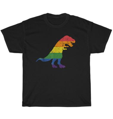 T-shirt Unisexe Dinosaure Drapeau Arc-en-ciel LGBT LGBTQ+ Mois de la Fierté Sensibilisation Cadeau