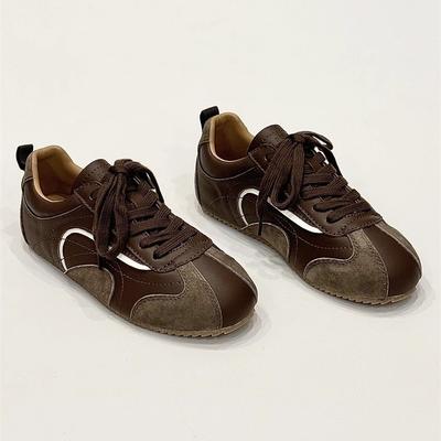 Retro Contrasting Color Splicing Flat-bottomed German Training Shoes for Women's 2025 New Niche Fashion Versatile Casual Sports Forrest Gump Shoes