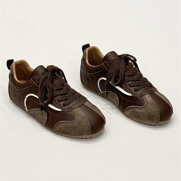 Retro Contrasting Color Splicing Flat-bottomed German Training Shoes for Women's 2025 New Niche Fashion Versatile Casual Sports Forrest Gump Shoes