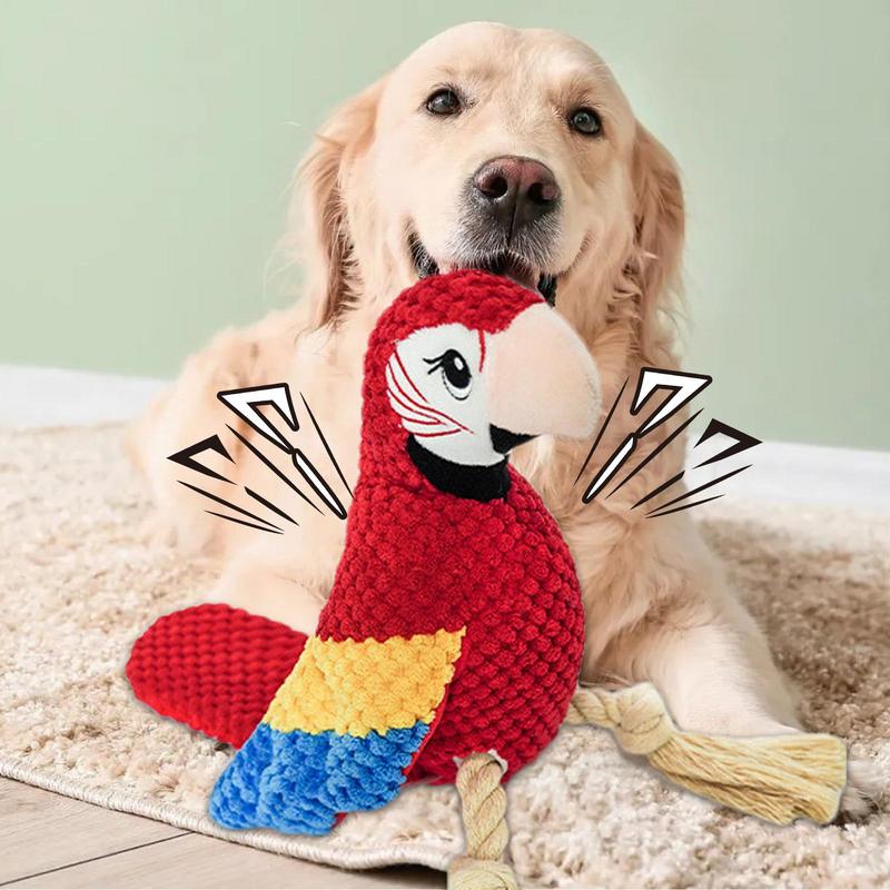 

Dog Plush Toy With Squeaker Parrot Shape Chew Toys With Twisted Rope Interactive Toys For Small And Medium Dogs Dog Enrichment france