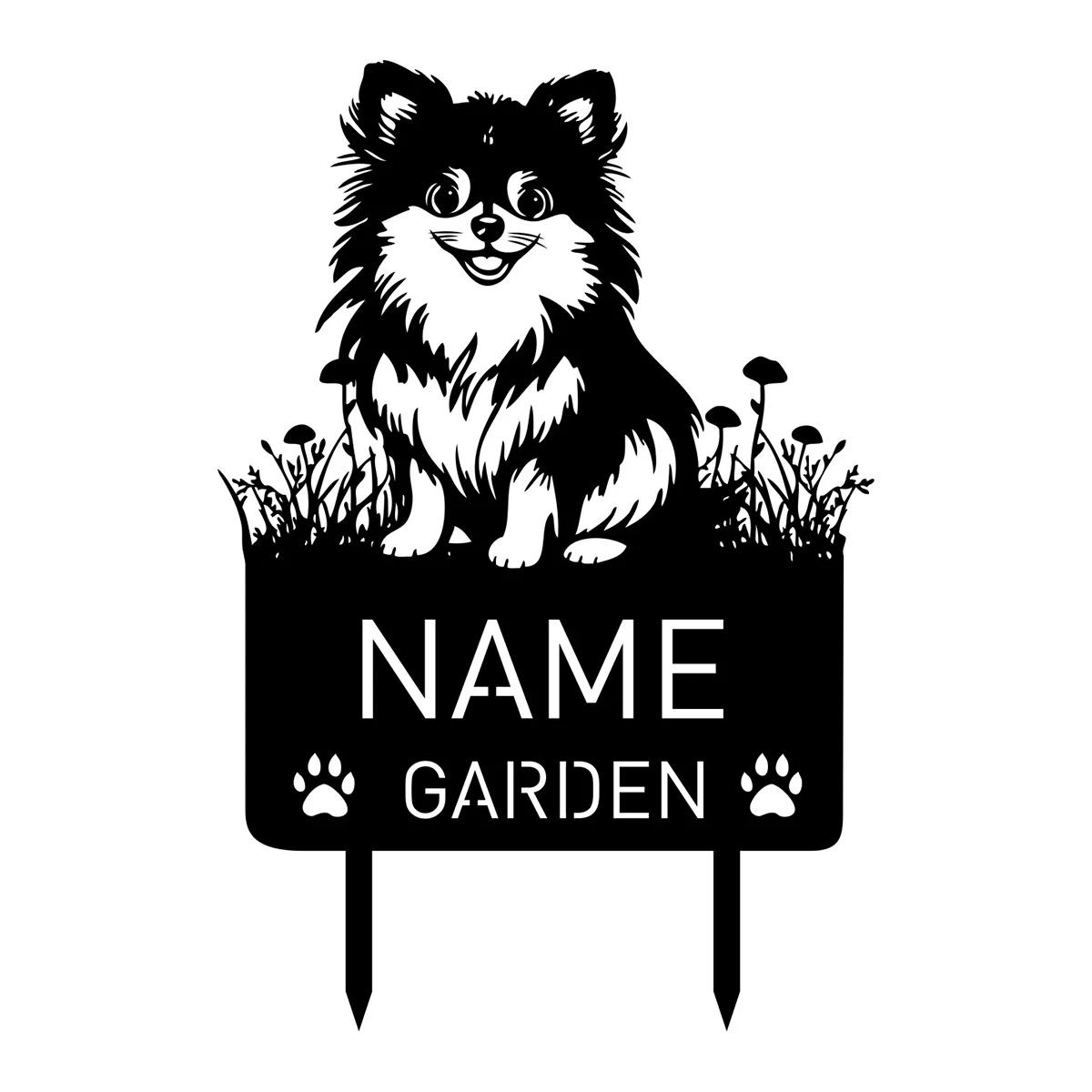 

Personalized Dog Memorial Garden Stake Metal Grave Marker Remembrance Sympathy Gift for Pomeranian чорний