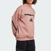 adidas SS25 Športová ležérna okrúhly výstrih voľná mikina Dámska mikina svetlohnedá JC7926
