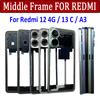 For Xiaomi Redmi 14C 13C A3 12 4G 14C Middle Plate Frame Front Bezel Housing Case Back Mid Plate Replacement Parts