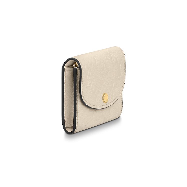Louis Vuitton Rosalie Solid Color Embossed Soft Grain Leather Card Holder Wallet Women Wallet Beige M81445