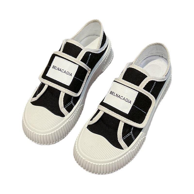 Two wearing canvas shoes ins trendy niche retro board shoes 22 spring and summer thin breathable cookie shoes