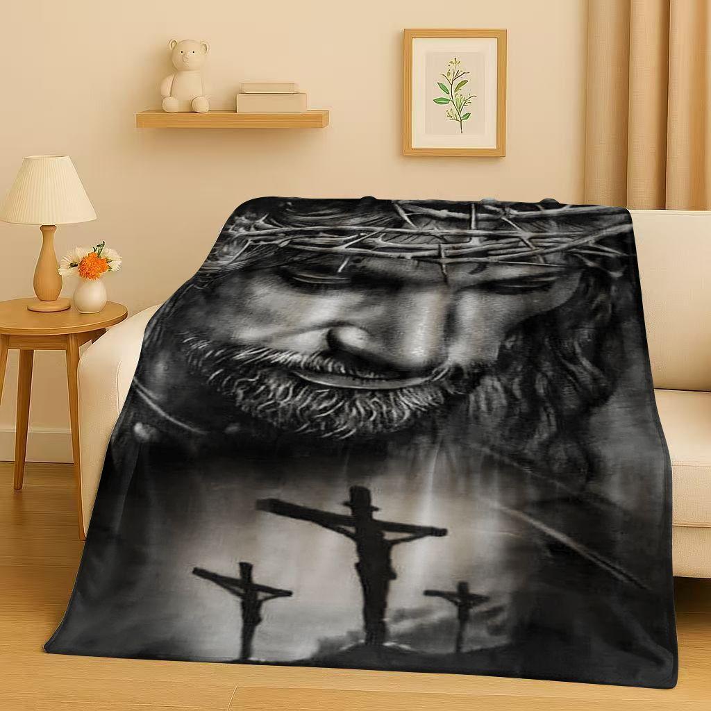 Classic Jesus Virgin Mary Art Flannel Blanket,Ultra Soft Warm Plush Throw for Home Bedroom Bed Sofa Cover Office Travel Gift Kid