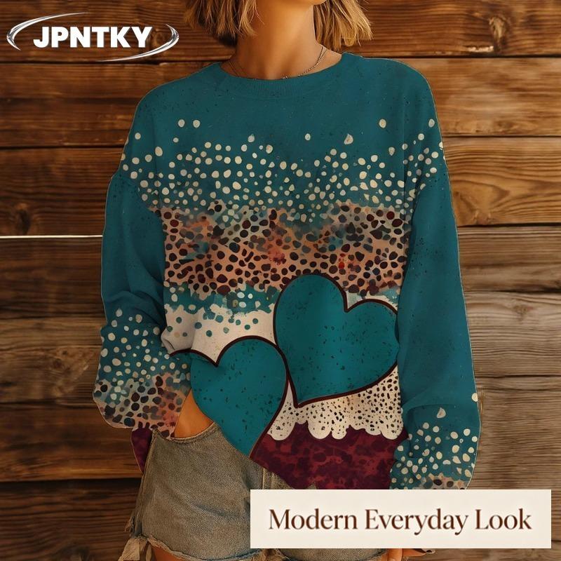 JPNTKY Women's Fashion Casual Long Sleeve O-Neck Blouses & Shirts