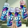 1 Stück Graffiti-Nummer 67 Kunstdruck 750ml Farbe Kunststoff Sport-Wasserflasche Auslaufsicher Klappdeckel mit Strohhalm Geeignet für Sport, Büro, Zuhause