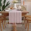 Handmade Tassel Cotton Linen Table Runner Dining Coffee Decor In American Rustic Style
