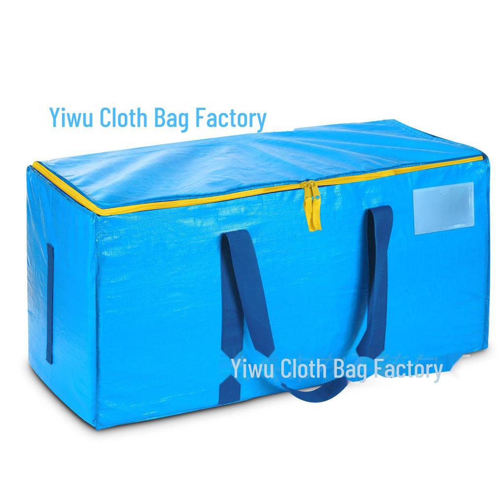 Blue PE Woven Snakeskin-Pattern Moving Bag: Thick, Coated, and Durable Backpack for Luggage.