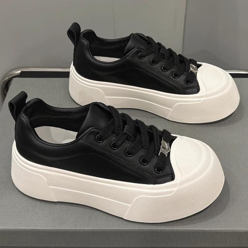 Campus Style Spring New Versatile Thick-soled Trendy Casual Women's Shoes Fashion Shallow Mouth Lace-up White Shoes Trendy