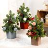Mini Christmas Tree Set Tabletop Decor Artificial Noble Fir Home Party Ornament 34cm