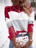 Women's Colorblock Leopard Print Round Neck Sweater - Long-Sleeved Casual Knit Pullover for Autumn/Winter.