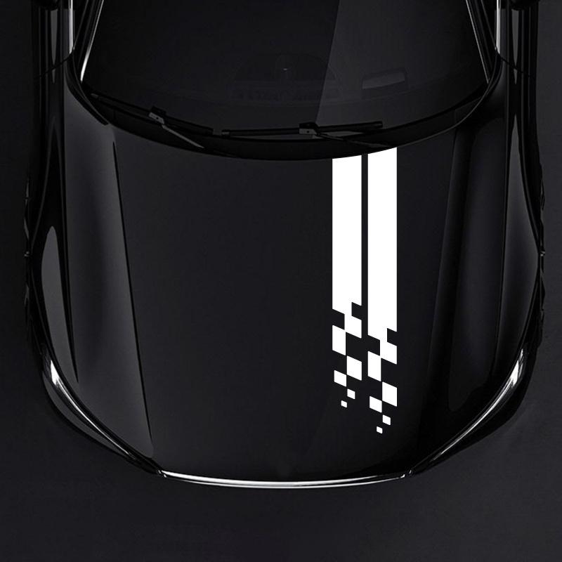 2PCS Universal Hood Sports Long Striped Plaid Car Stickers Auto Cover Scratches Vinyl Waterproof Decals Tuning Car Accessories