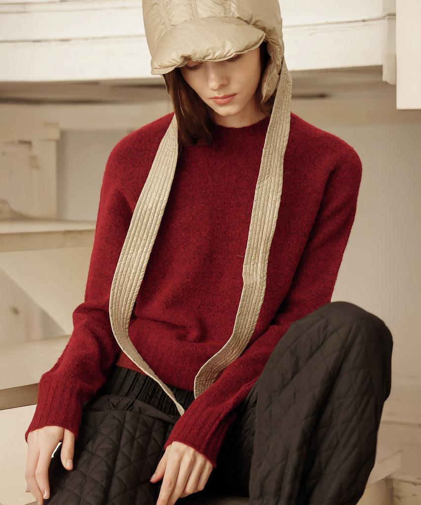 Waiowai Crew Neck Basic Knit_Wine