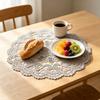 White Lace Placemat, Round Oval Vintage Doily, Embroidered Placemat Coaster for Cup Vase Dining Table Wedding Party Decor