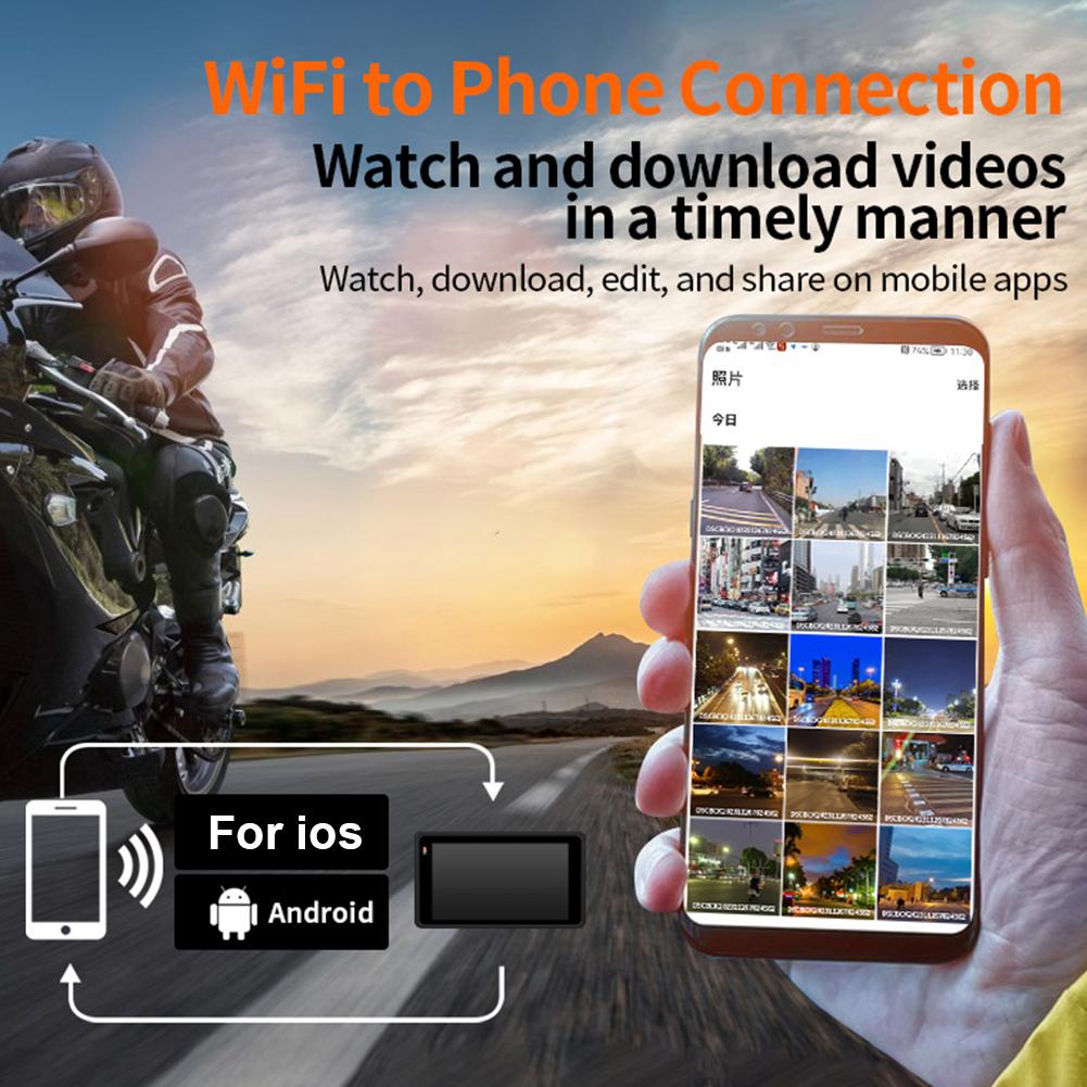 5 Zoll Drahtloser Carplay Android Auto Motorrad Camcorder IP65 Wasserdicht Dash Cam Reifendrucküberwachung Mirror Link G-Sensor