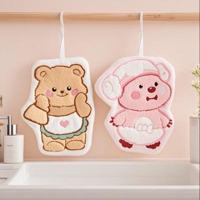 1Pcs Little Bear Towel Toilet Hanging Cute Absorbent Small Towel Thick Soft Cartoon Towel