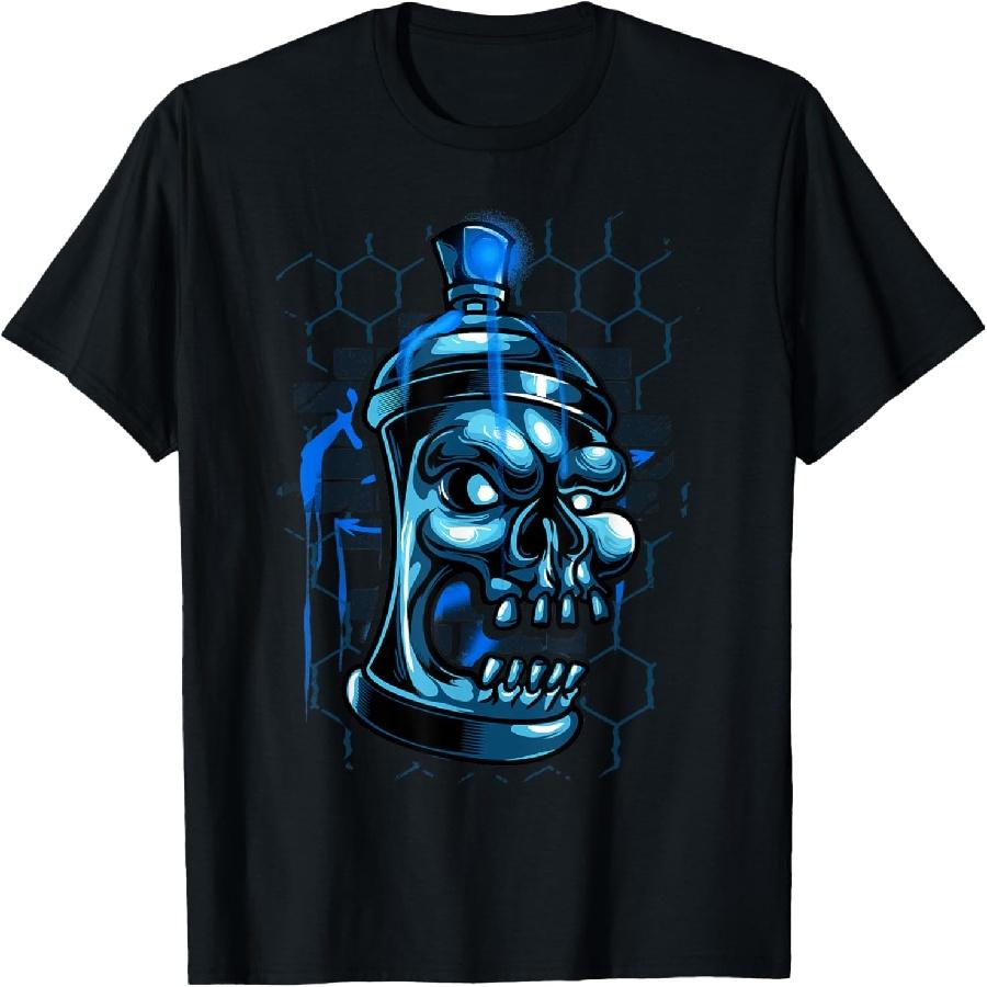Graffiti Art Spray Paint Urban Skull T-Shirt S