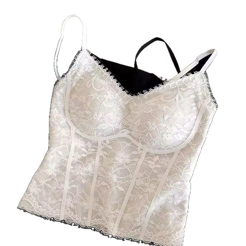 French lace beauty back sling vest women's inner with chest pad women's summer thin can be worn outside bottoming top