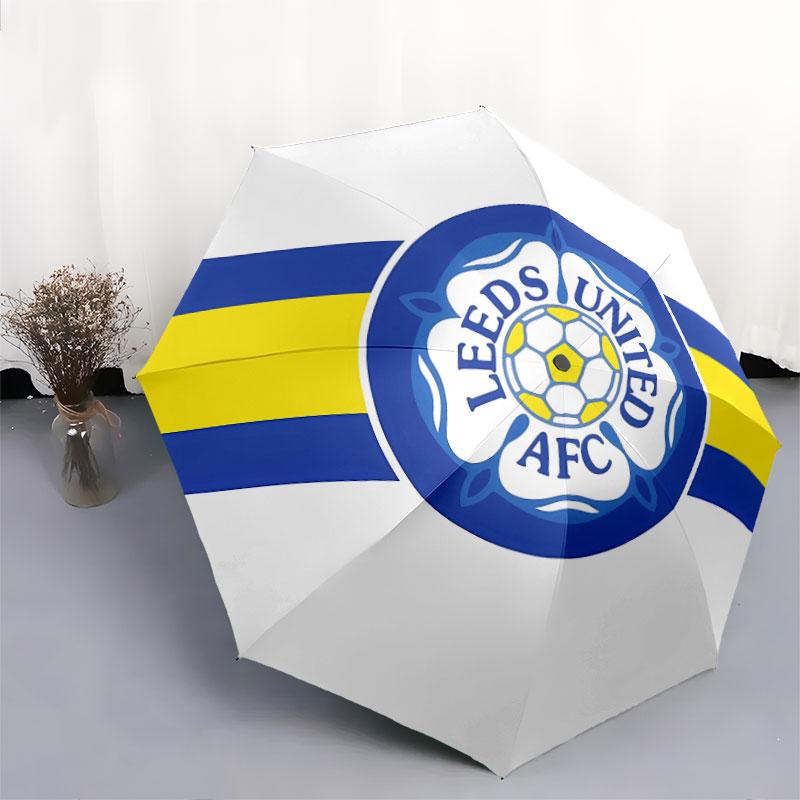 1 Paragüas Plegable Automático - Diseño de Patrón del Leeds United Football Club, Portátil y Plegable con 8 Varillas, Regalos de Navidad y Cumpleaños