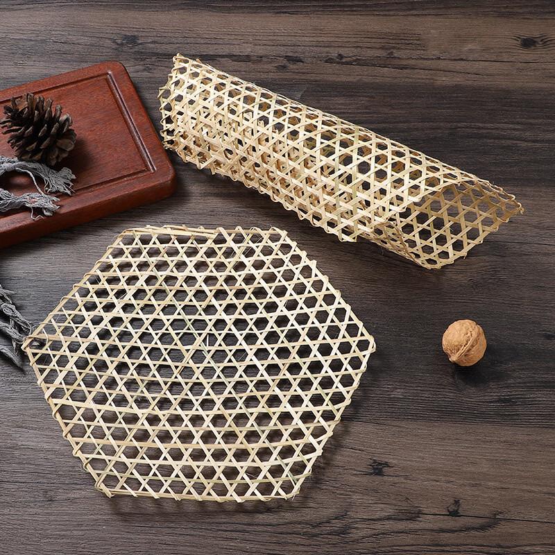Hansheng Hand-Woven Hexagonal Bamboo Steamer Mats, Non-Stick (50-Pack)