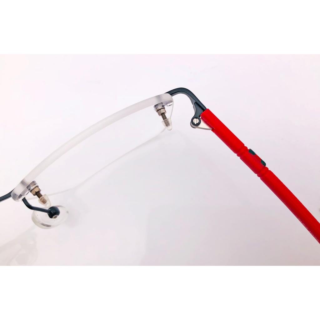 RSINC Rimless Metal & Rubber frame | eyeglass | Spectacle Black Red Cart Metal 664-1 54-17-140 C15 | A2 Cart Metal Black Red-664-1