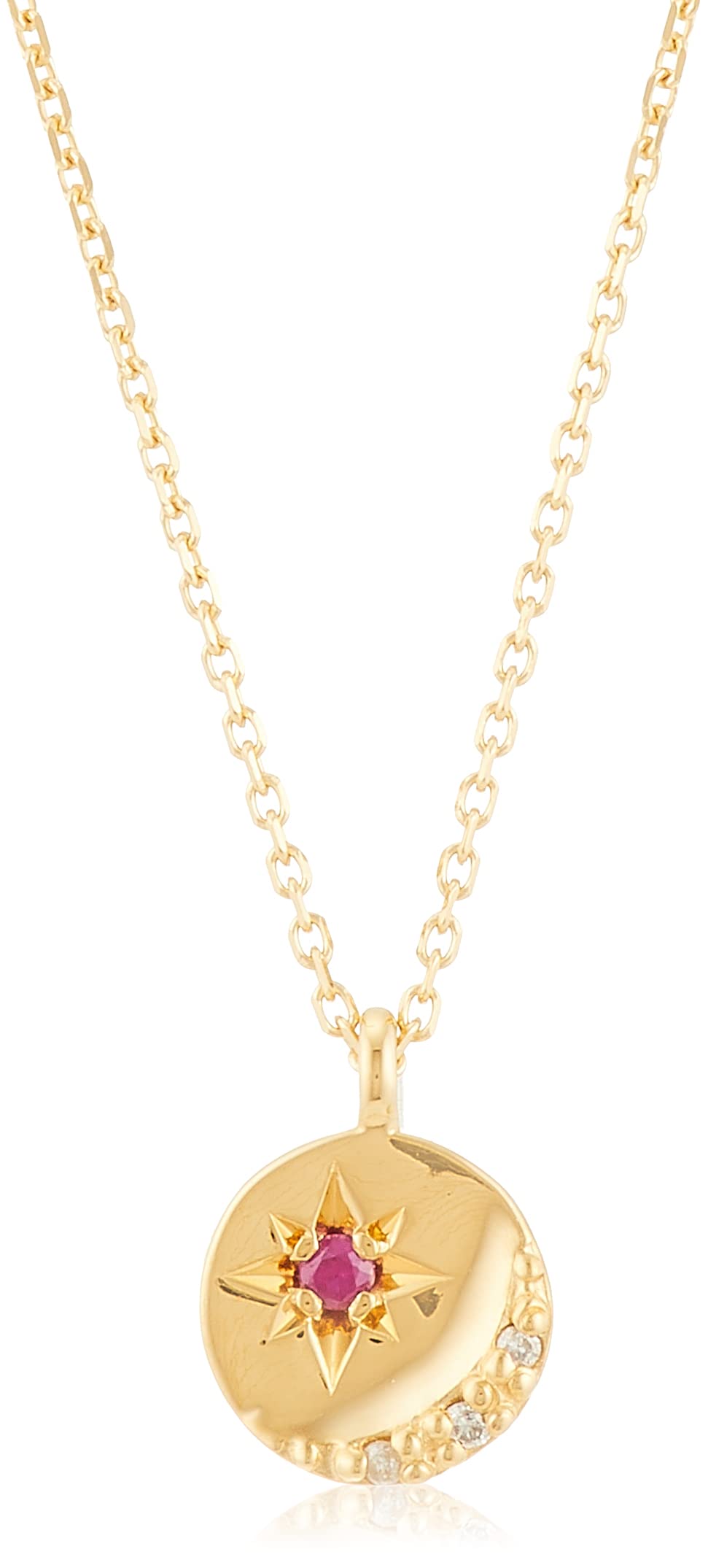 

July birthstone ruby silver yellow gold plated pair necklace [Estelle] Web-exclusive 0452-6930-0019-0000