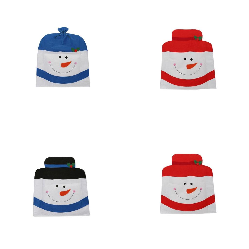 Christmas Chair Cover Set With Snowman Design For Holiday Home Decor