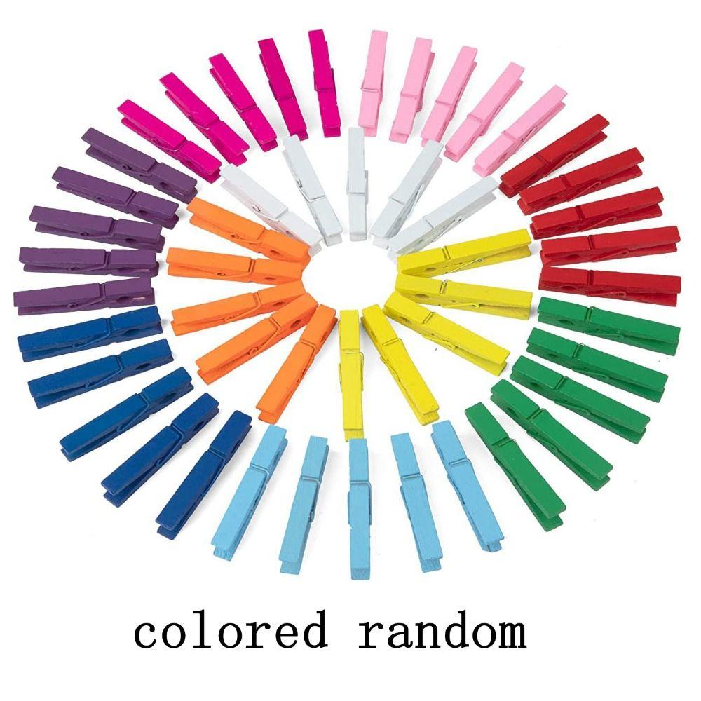 

50pcs Colorful Clothes Pegs Pins Multi-Purpose Clothes Clips Crafts Wooden Clip Home Decoration XS