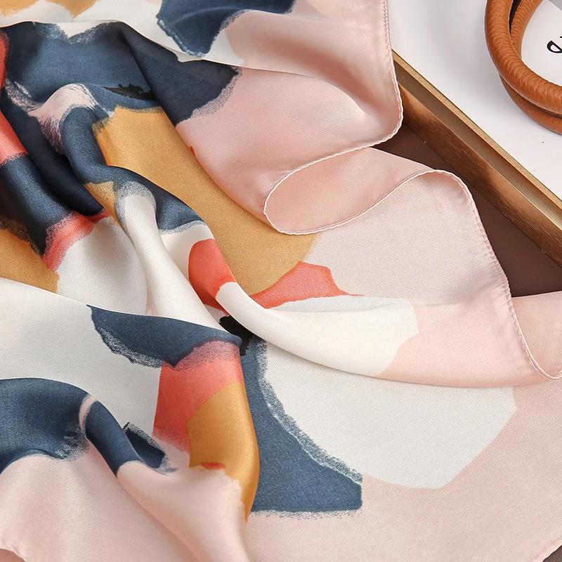 Luxury Silk Feeling Square Scarf Women 2025 Print Satin Neckerchief Spring Hair Band Foulard Bandana Echarpe Tie Shawl Wraps