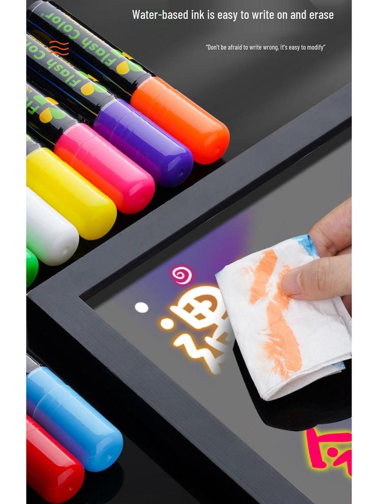 LED Fluorescent Chalk Marker Pen for Electronic Boards and Whiteboards, Water-based.