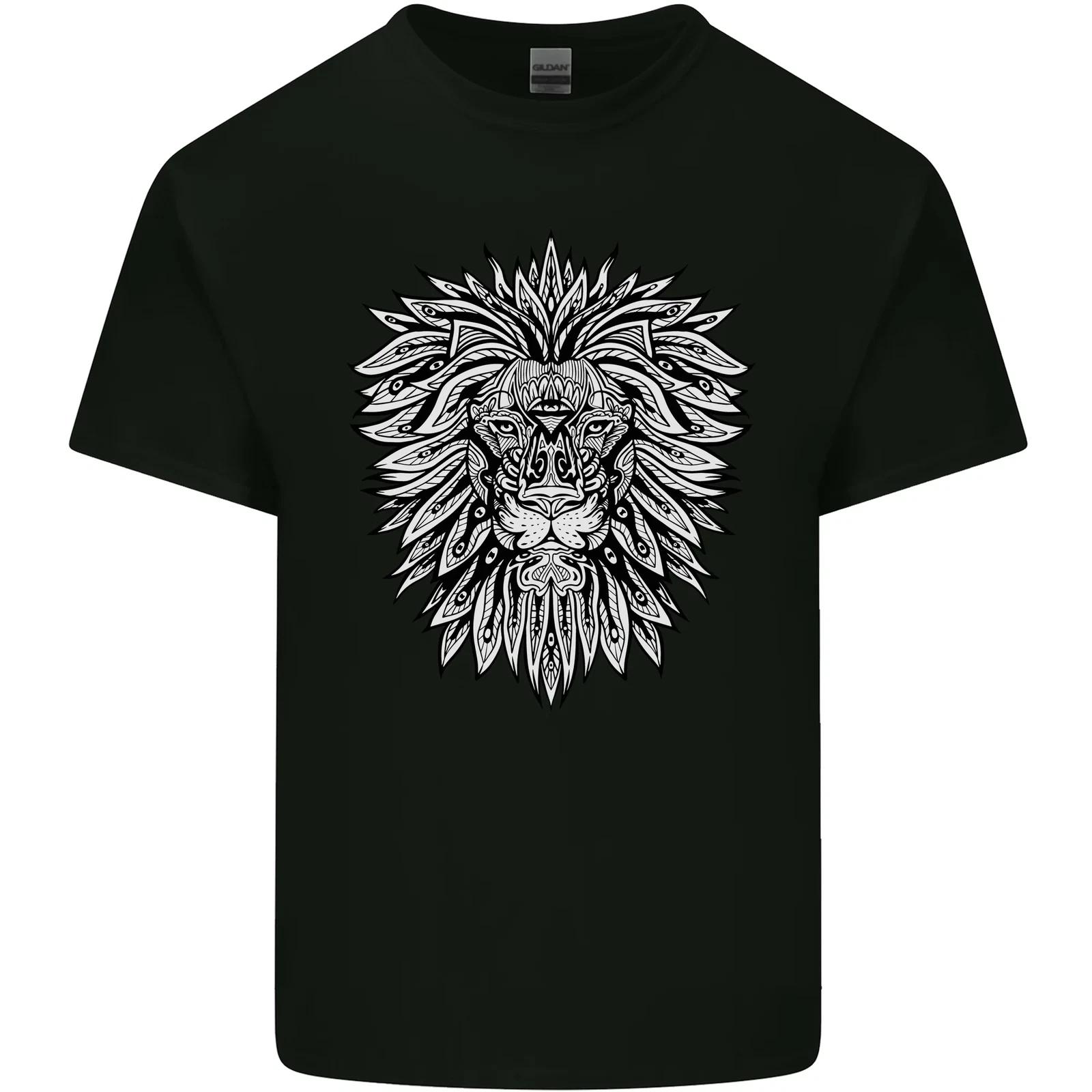 Lion Mandala Art Kids T-Shirt Childrens 3XL